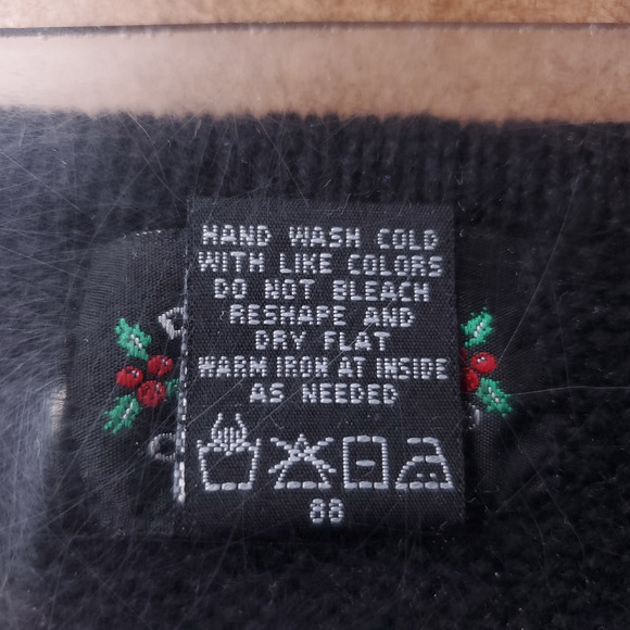 Designers Originals Studio Sweater Vest Women M Black Christmas Applique Holiday - Picture 9 of 9